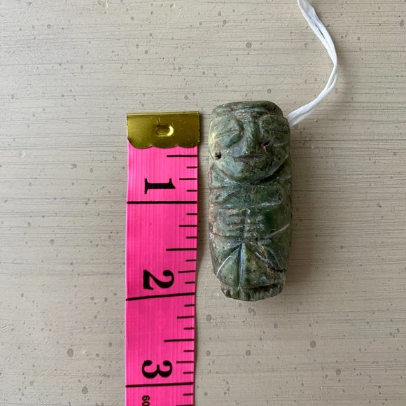 Vintage Handcarved Green Stone Talisman Pendant - Picture 10 of 13
